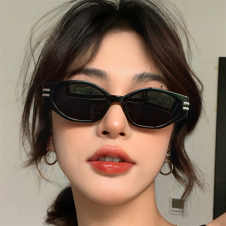 Sunglasses Cat Eye - 新しいスモールフレームY2Kキャットアイサングラス、女性用トレンドシェード、レトロなナロースモールフレームサングラス、ファッショナブルなストリートウェアアイウェア