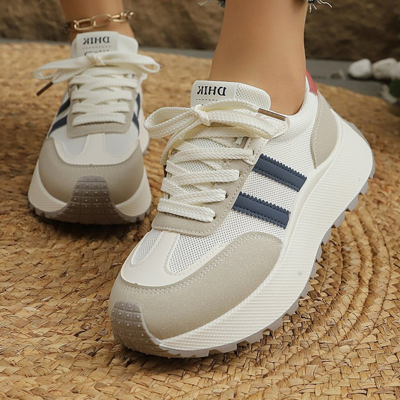 Wedge Espadrille Women - 通気性メッシュ素材のスポーティカジュアルなレディース身長アップシューズ、ダッドスニーカー風、2025年春夏新作、万能なホワイトスニーカー