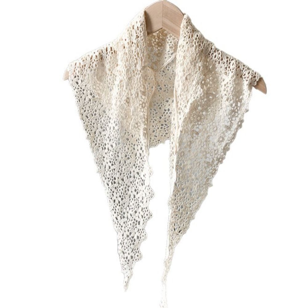 Headband Summer Knit - 甘いシースルーメッシュ花柄レーススカーフ、中空デザイン、多用途ストラップ、かぎ針編みヘッドスカーフ、無地ニットスカーフ、ビーチウェア