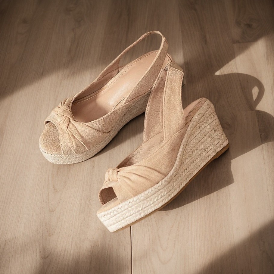 LIHUAMAO ベージュエスパドリーユピープトウウェッジサ - Wedge Espadrille Women のレビューと価格
