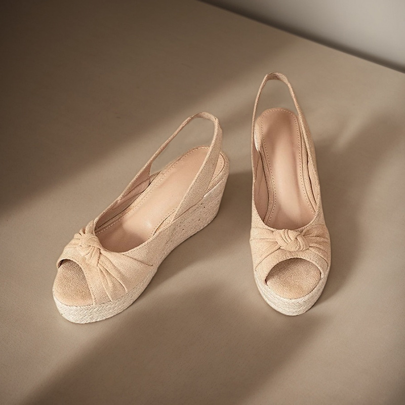 LIHUAMAO ベージュエスパドリーユピープトウウェッジサ - Wedge Espadrille Women のレビューと価格