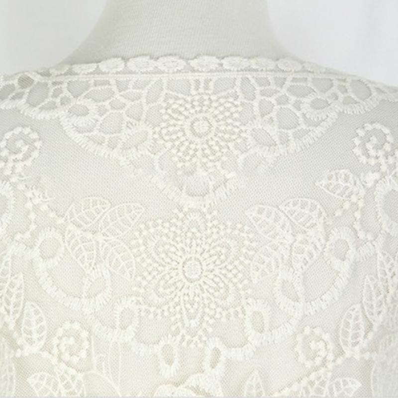 女性夏のレースオープンフロント着物カーディガンかぎ針編み花葉 - Kimono Sheer Floral のレビューと価格