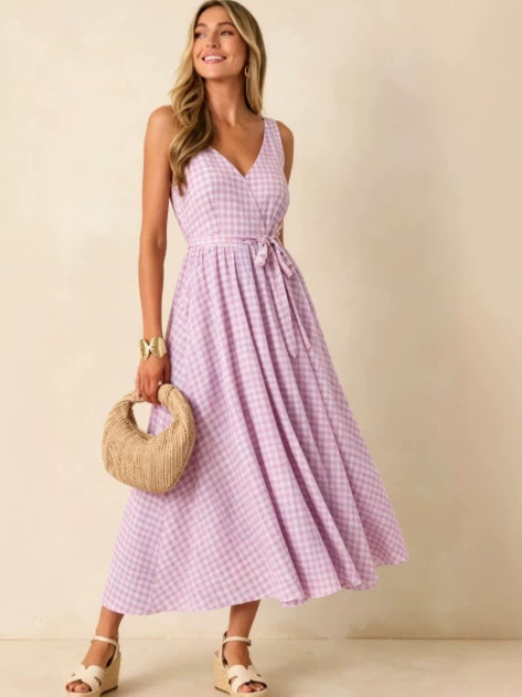 2026年夏 大きいサイズ 花柄プリント レディース 花びら - Linen Dress Wrap のレビューと価格