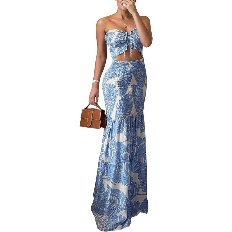 CHICME 花柄バケーションドレス ホルターネック タイ付 - Maxi Dress Halter のレビューと価格